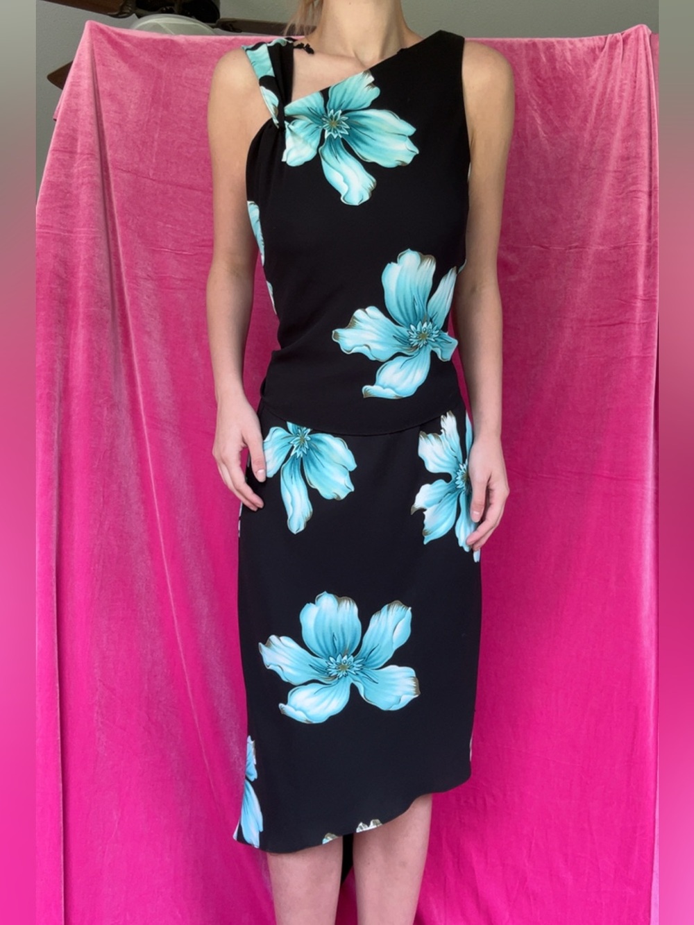 Vintage Floral Asymmetrical Two Piece Set